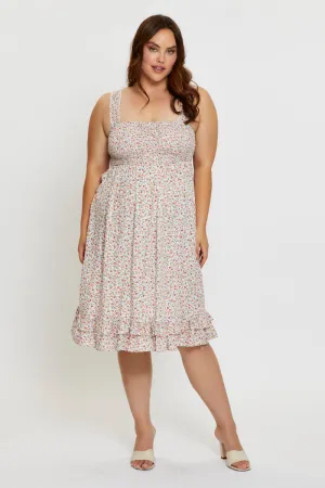 Floral Print Midi Dress Scoop Neck Sleeveless Day to Night Design