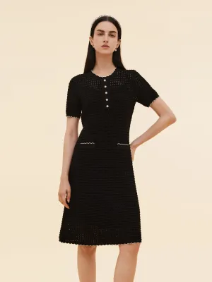 Lounge Mood Lyocell Blend Openwork Women Knit Midi Dress With Slip Dress