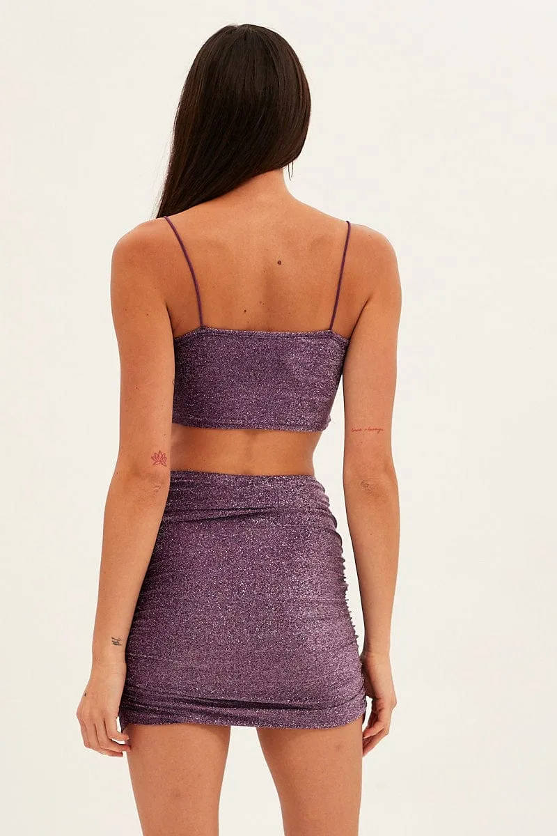 Purple Mini Skirt Bodycon Slinky Clean Fit