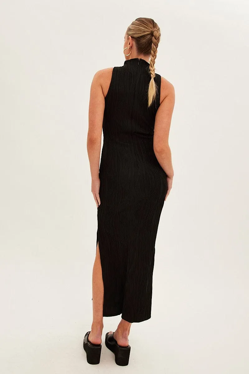 Black Maxi Dress High Neck Sleeveless The flattering cut of this dress creates a polished appearance without being overly fussy