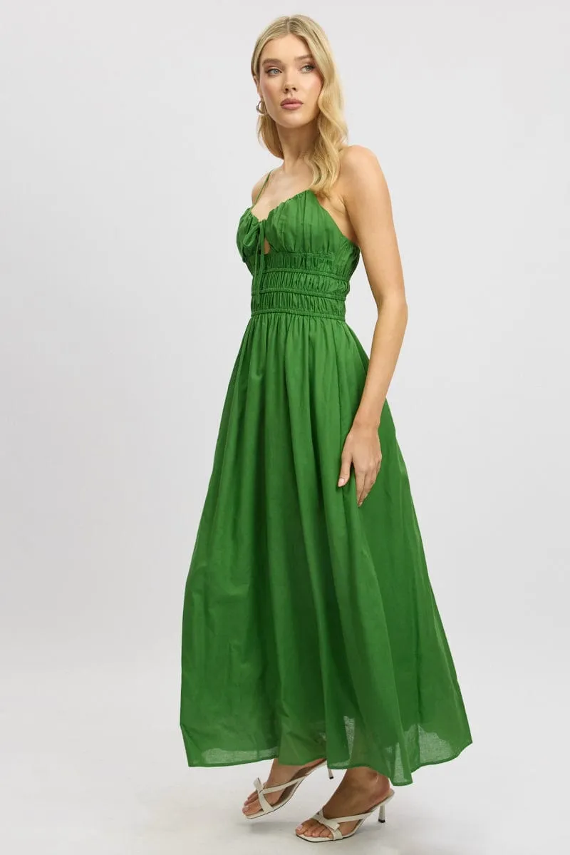Green Maxi Dress Strappy Silent Sea