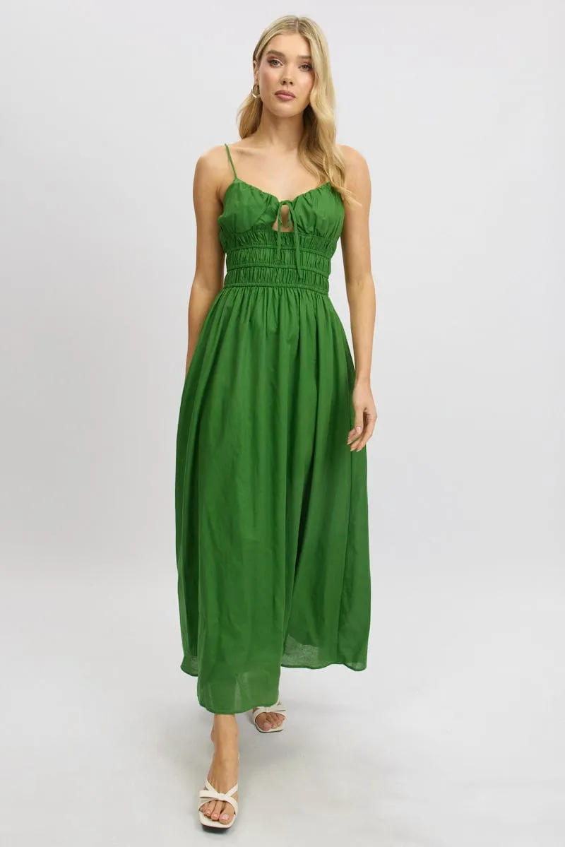Daylight Warm Green Maxi Dress Strappy