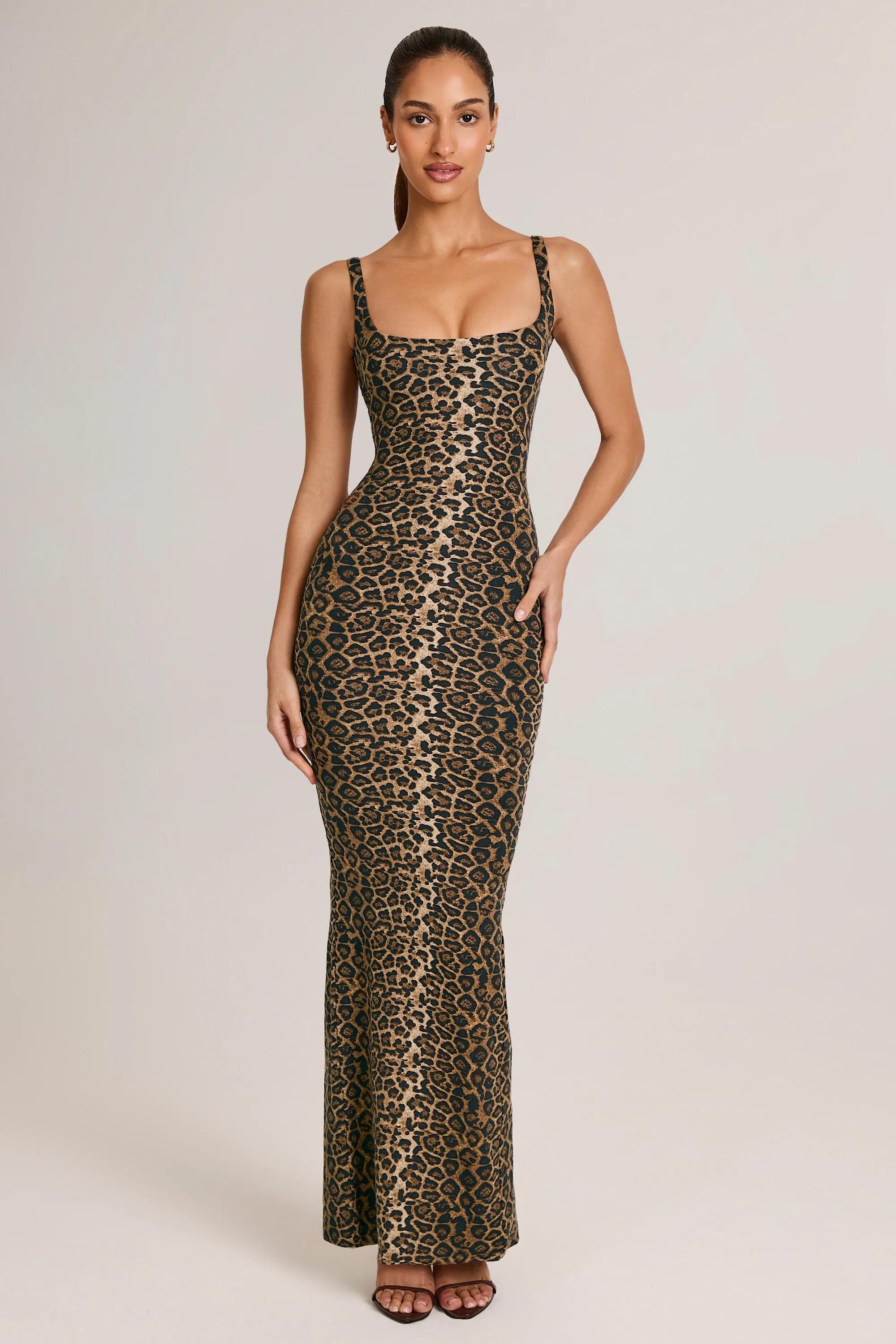 Modal Scoop-Neck Maxi Dress in Leopard Print With its versatile length this maxi dress can be styled in a variety of ways for different occasions
