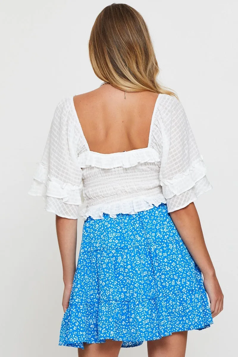 Print Flare Skirt Mini High Rise Relaxed Look Relaxed Motion