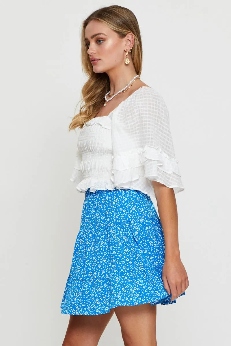 Print Flare Skirt Mini High Rise Relaxed Vibe Subtle Details