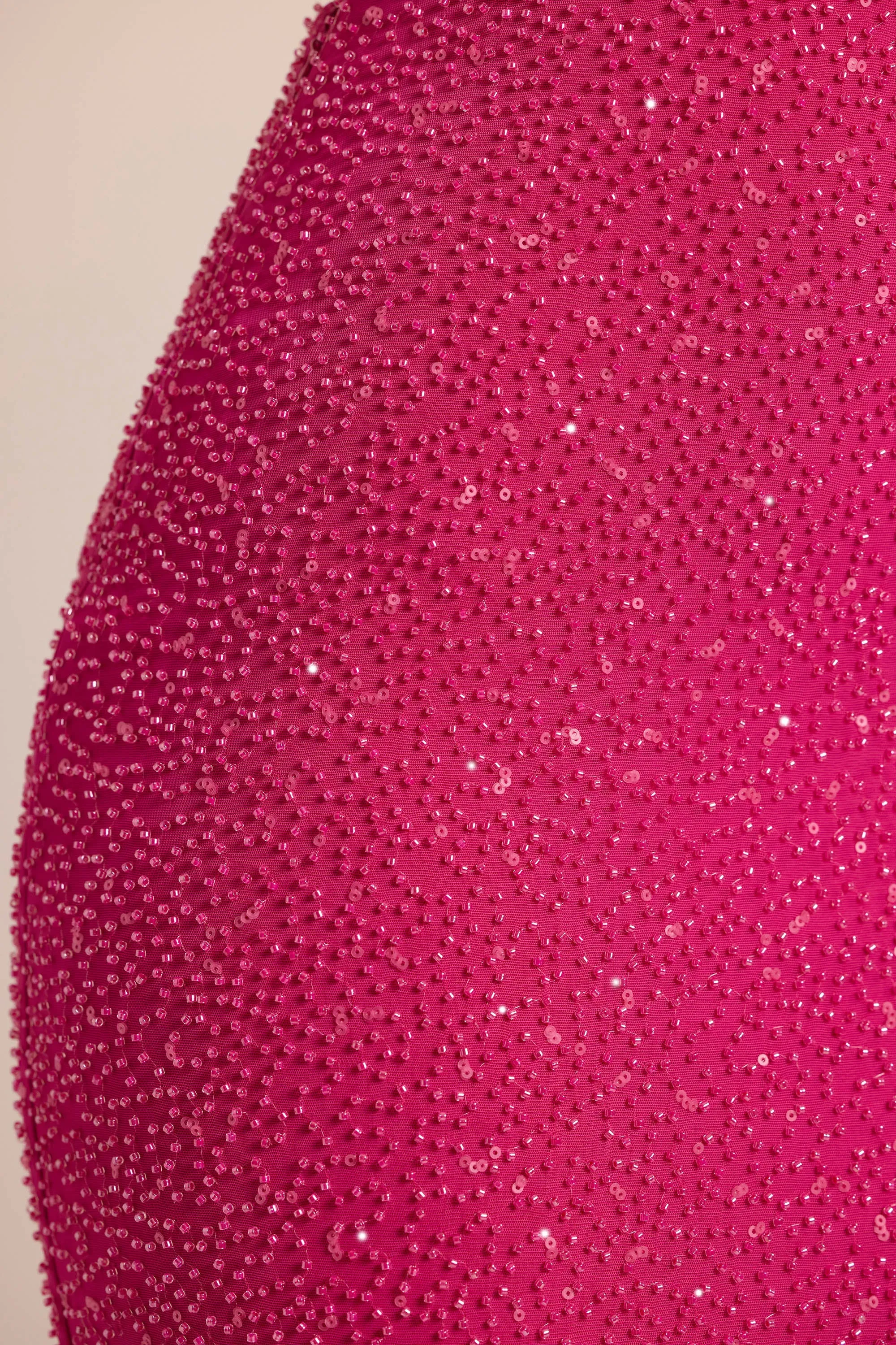 Net Glow Embellished Cut Out Maxi Dress in Fuchsia