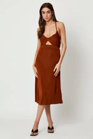 This maxi dress offers a comfortable and flattering fit for any occasion Brown Cut Out Slip Dress