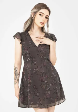 Playful chic outfit Arnora Chiffon Ruffle Detail Mini Dress