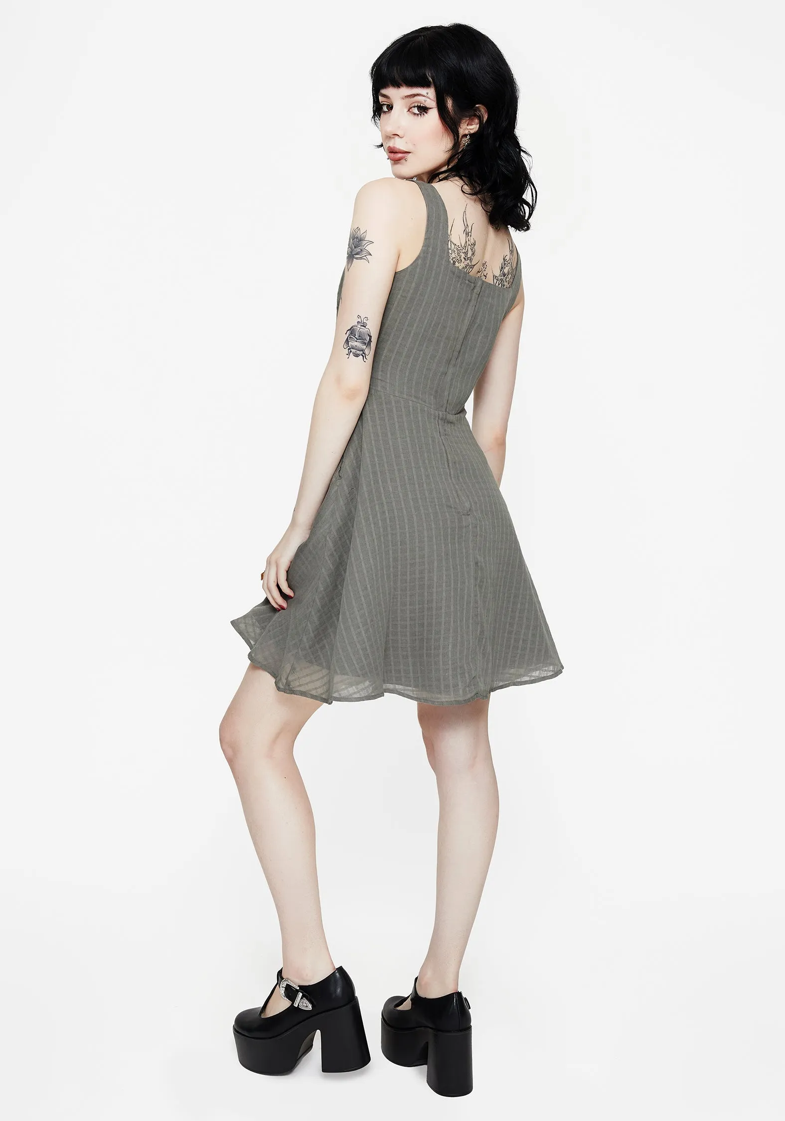 Koax Cotton Embroidered Pinafore Mini Dress Boho Wear