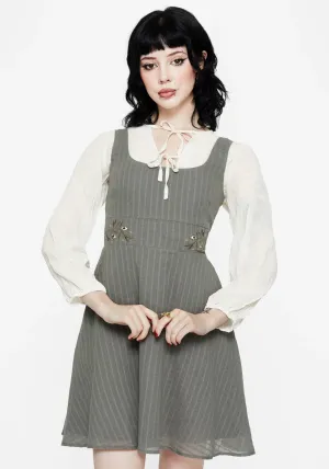 Koax Cotton Embroidered Pinafore Mini Dress Shine Rush