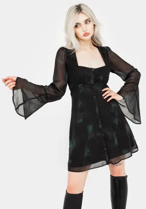 Easy-to-style mini gown Lichen Bell Sleeve Chiffon Mini Dress