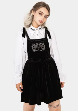 Vampyrum Bat Embroidered Mini Pinafore Dress Tall Cut