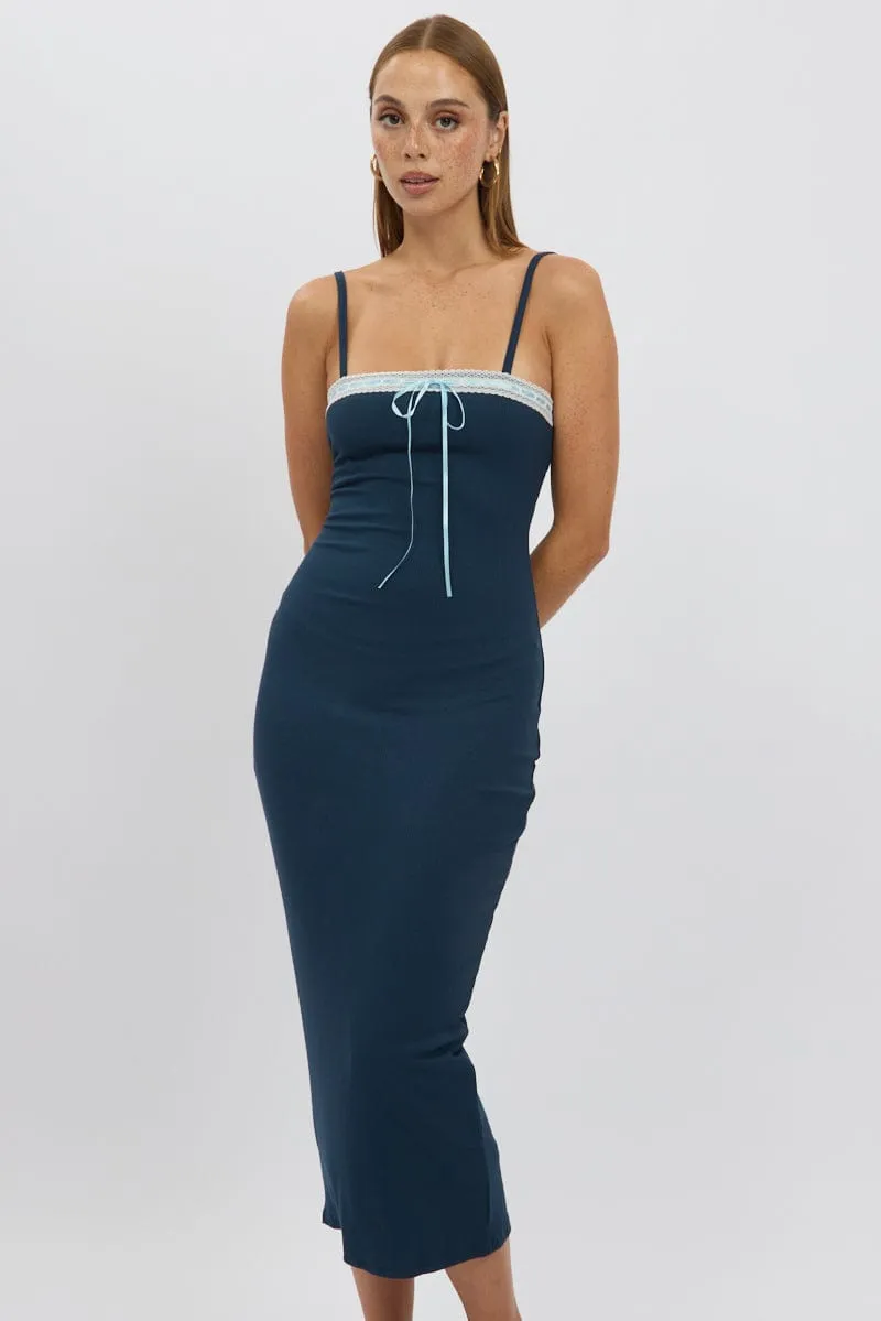 Blue Bodycon Dress Maxi Ribbon Trim Linen Glow With a flattering fit and elegant design this dress is ideal for any special occasion