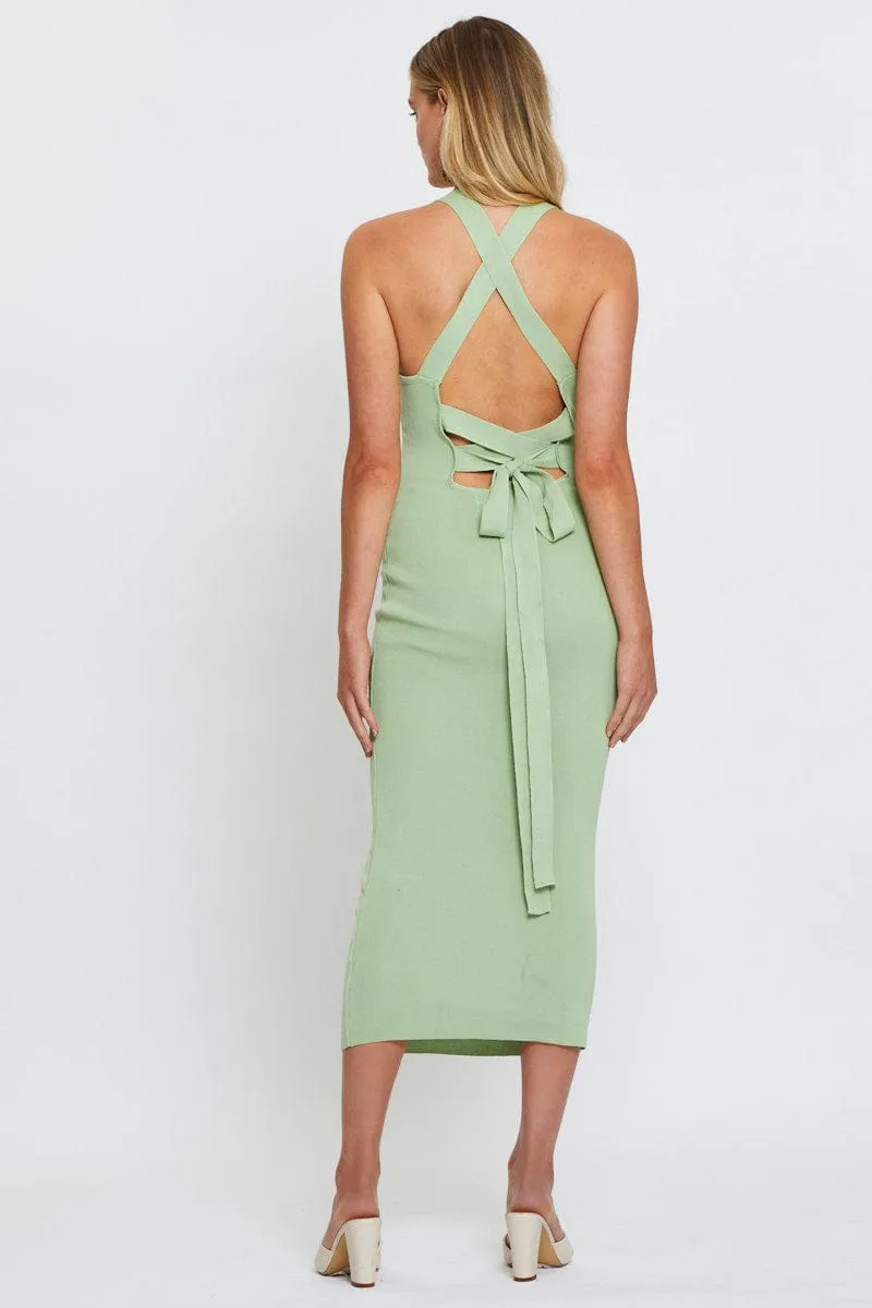 Timeless and classic maxi Green Maxi Dress Bodycon Knit