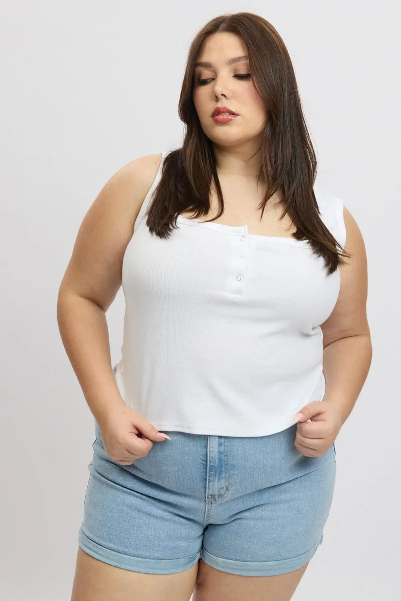 Weather Guard White Tank Top Scoop Neck Button Down