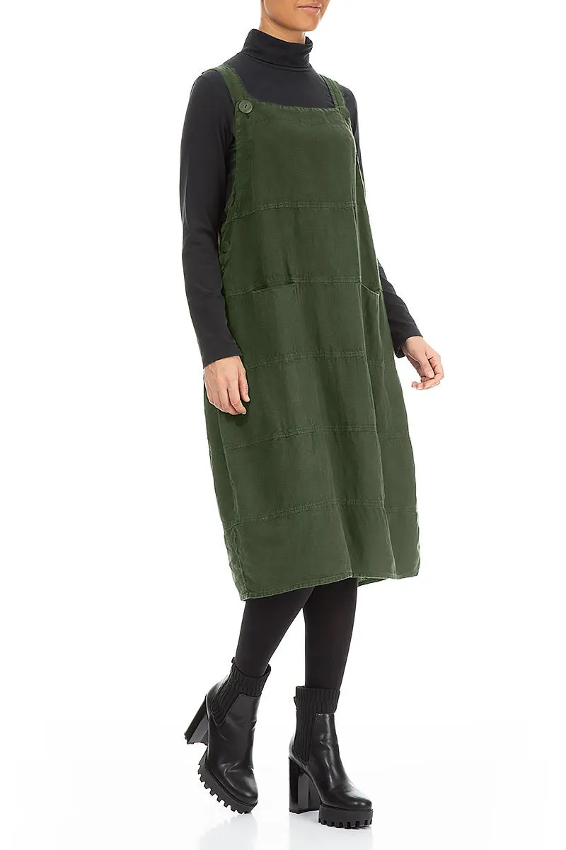 Jump Core Forest Mist Linen Dungaree Dress