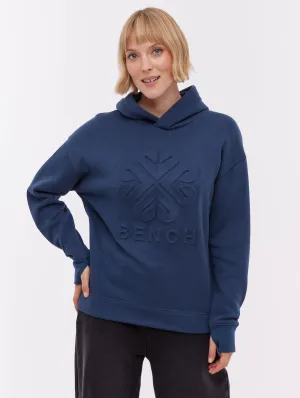WrinkleResistant Fabric NonRestrictiveSilhouette Rayra Deboss Hoodie - Blue