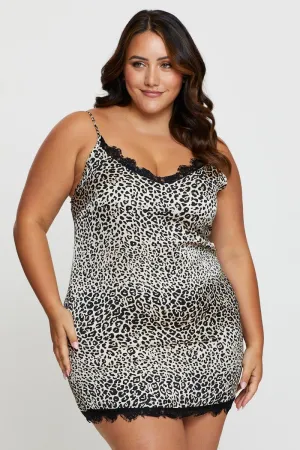 MoistureWicking Commute Ease Animal Print Satin Cami Nightie Eyelash Lace Night Dress