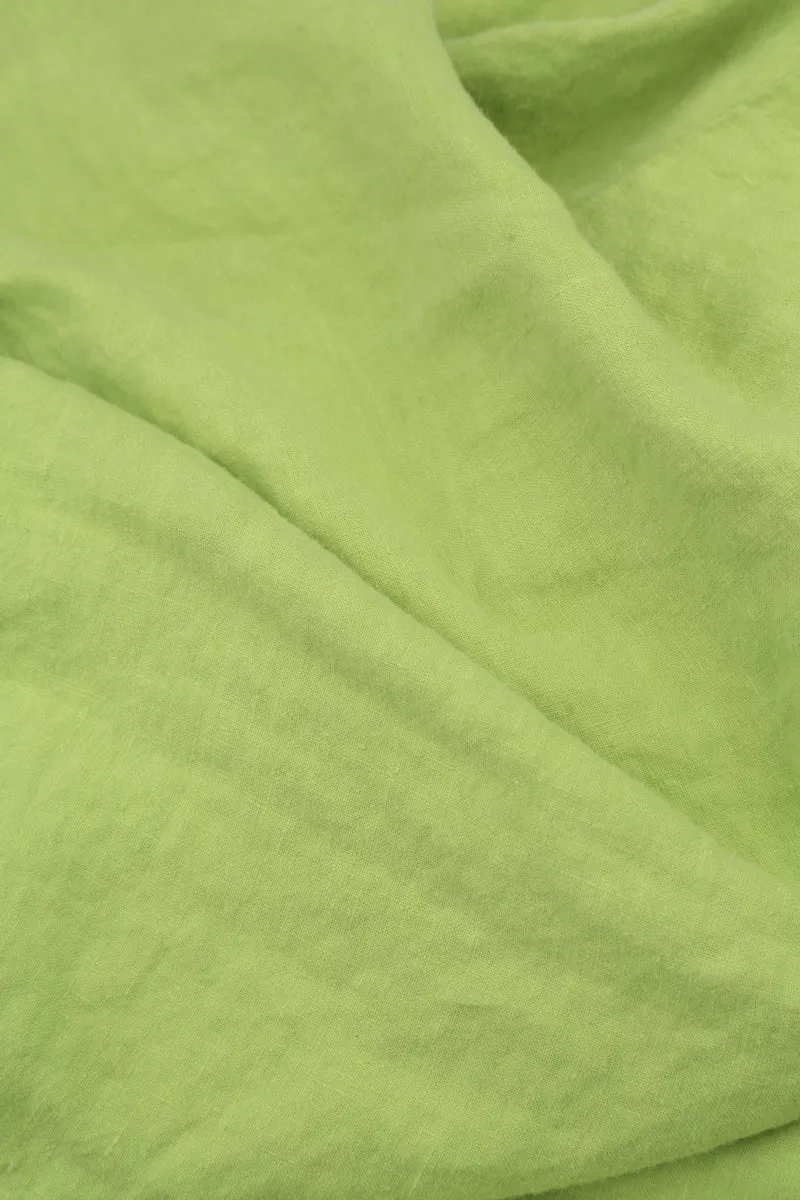 New Day Side Pocket A-Line Lime Linen Dress