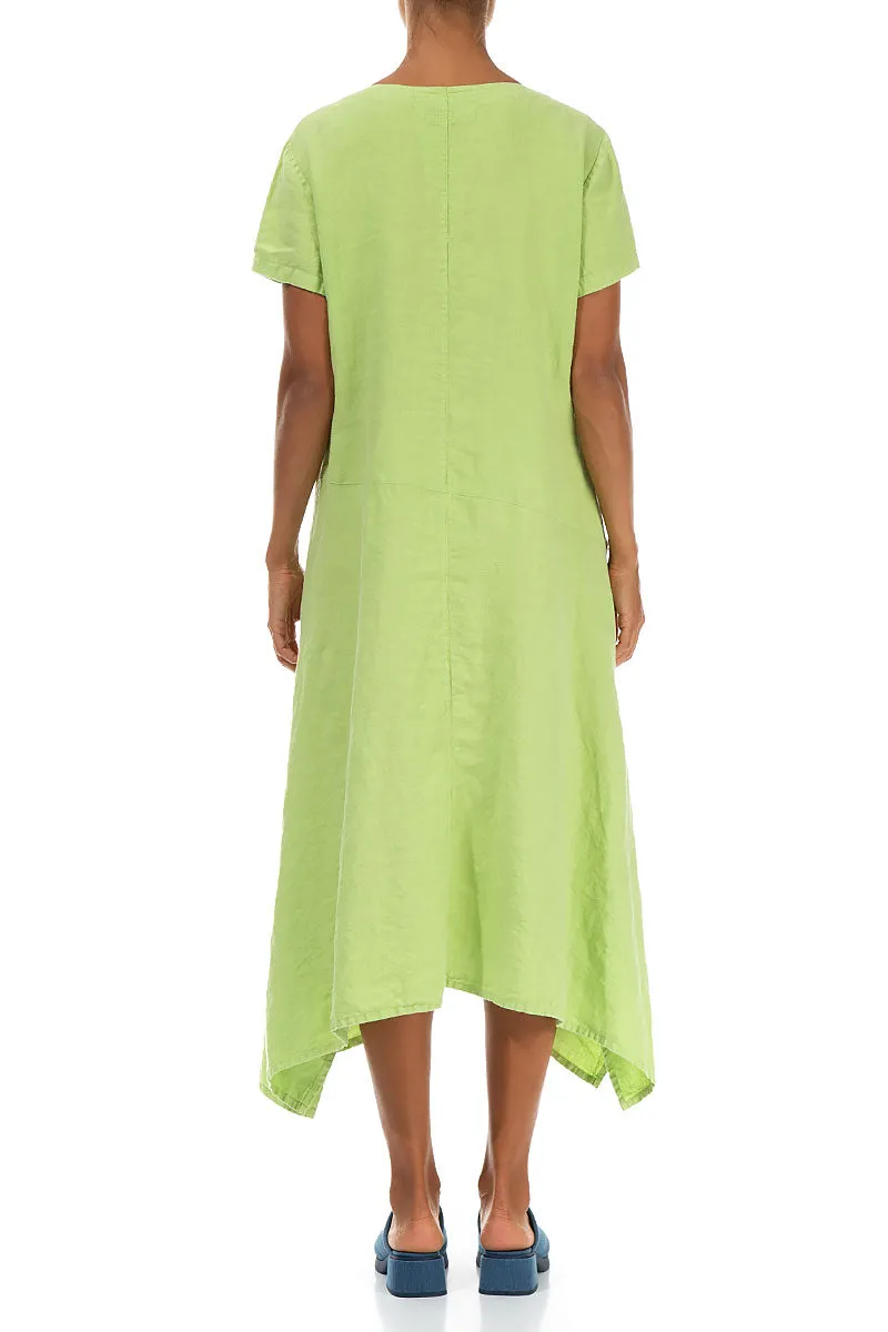 Craft Soul Side Pocket A-Line Lime Linen Dress