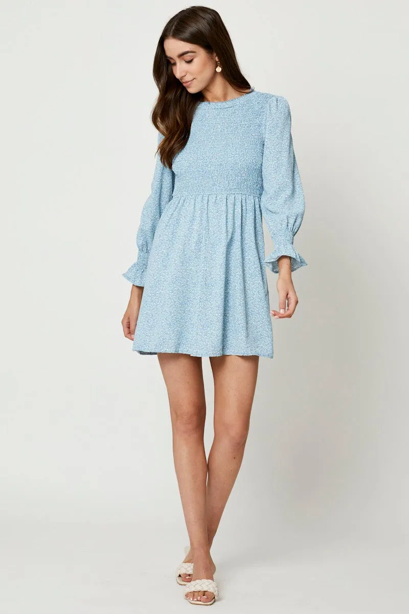 Relaxed Blouse Print Skater Dress