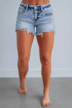Four Way Stretch Fabric scarf Zimi Risen Shorts - Light Wash