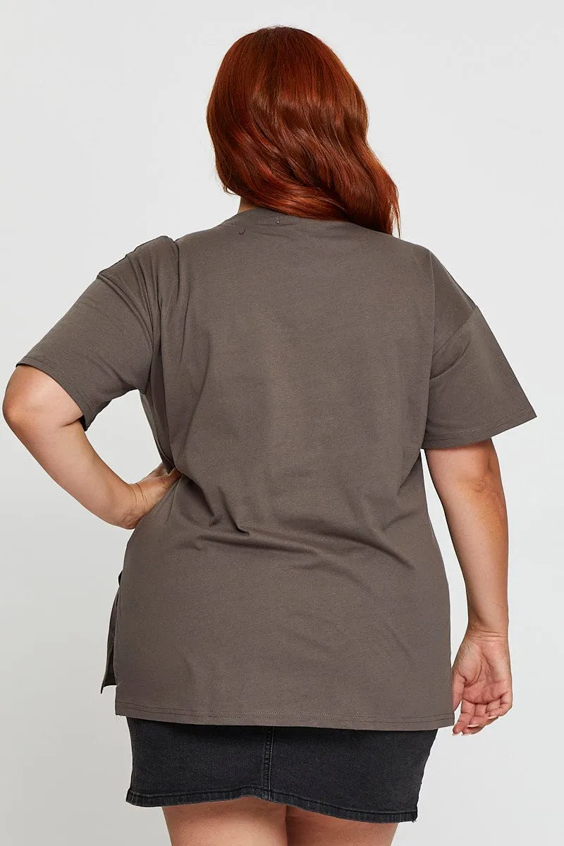 Pre Shrunk Cotton SkinFriendlyFibers Grey Graphic T-shirt Unbroken Short Sleeve Cotton