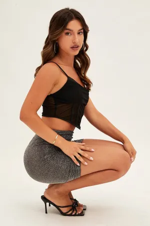 Light Moodboard Invisible Seams Black Mini Skirt Bodycon Slinky
