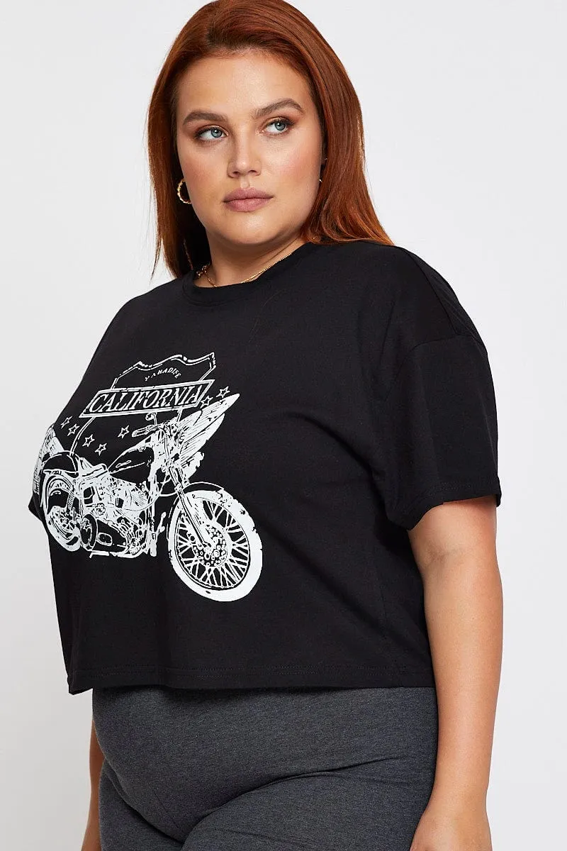 Black Short Sleeve Cali Harley T-shirt Bohemian style Travel Trend