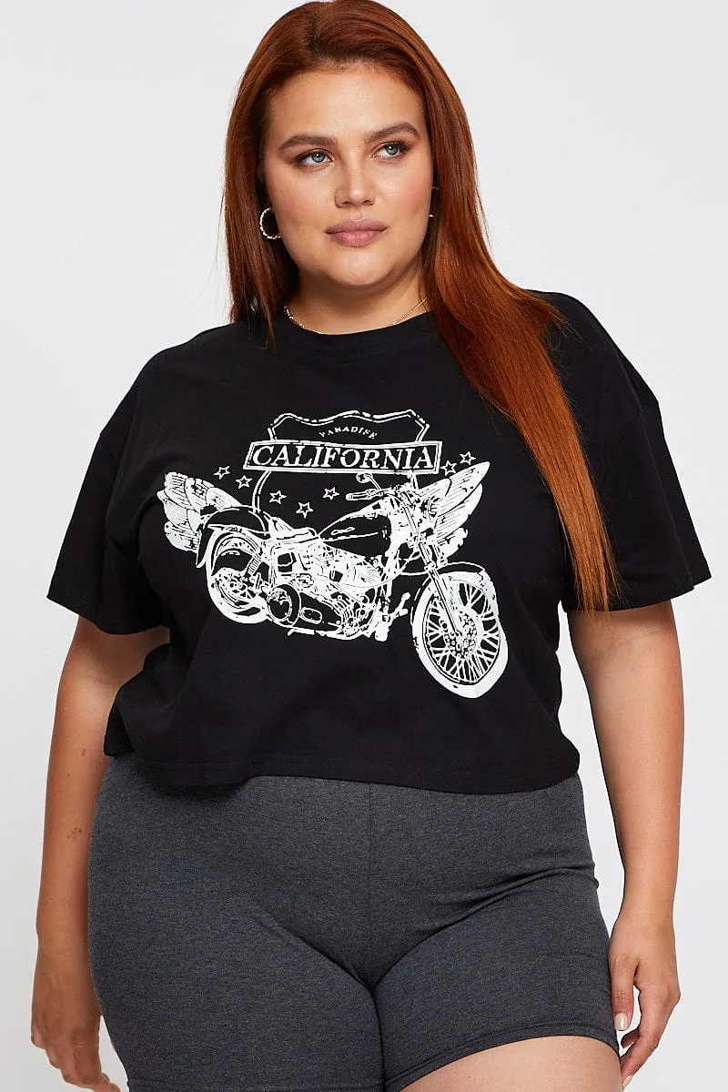 Black Short Sleeve Cali Harley T-shirt Outdoor Essentials