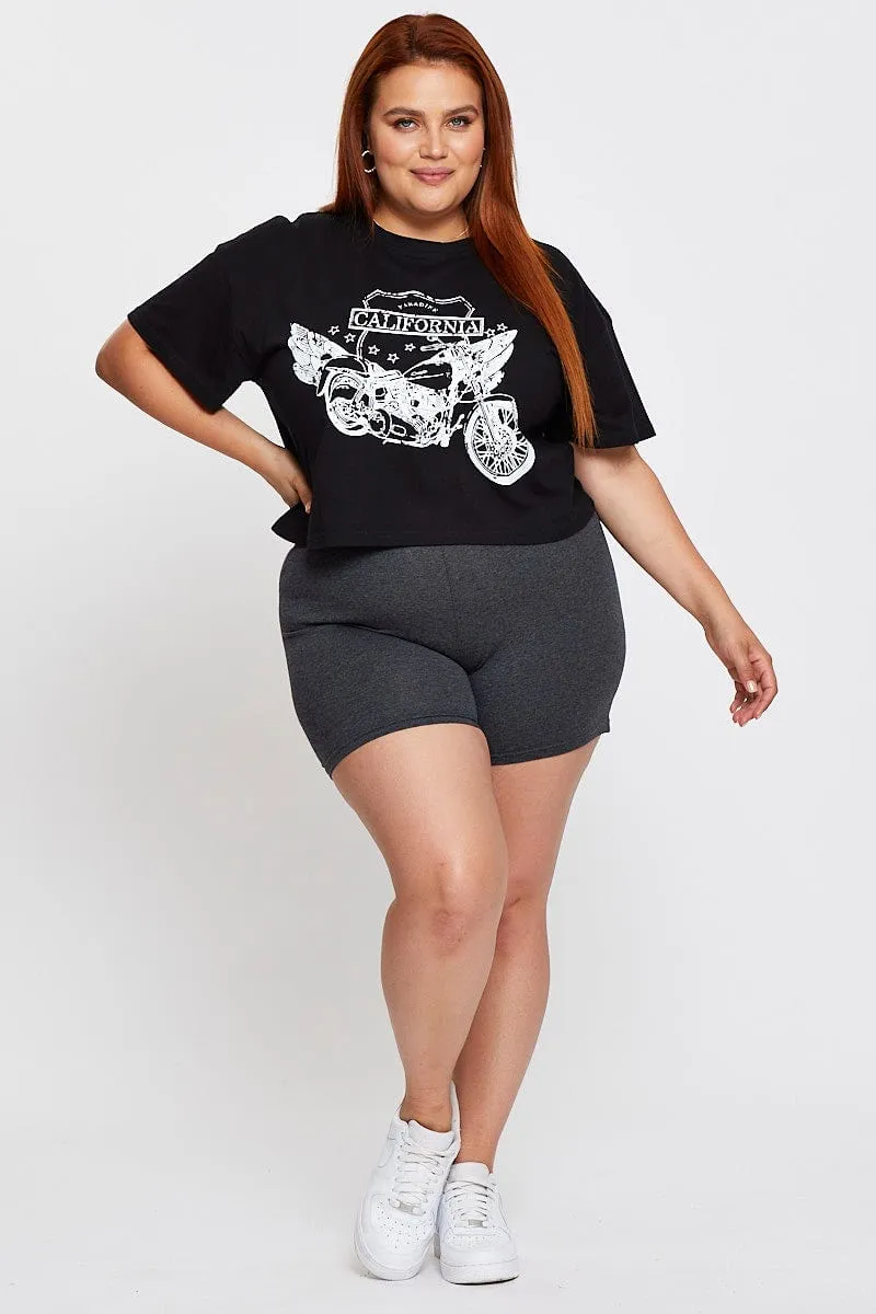 Black Short Sleeve Cali Harley T-shirt Essential Wear Classic Fit