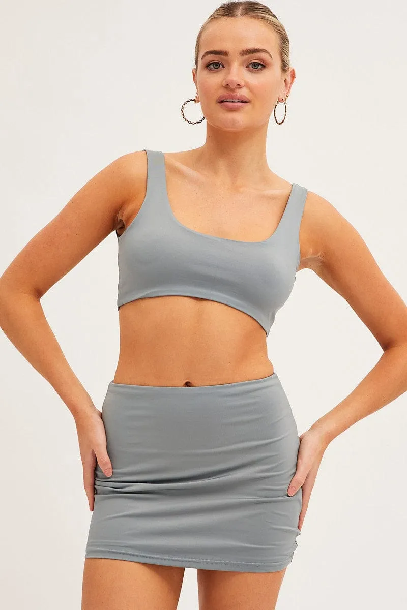 Bohemian vibe Bold Look Green Mini Skirt Bodycon Double Layered