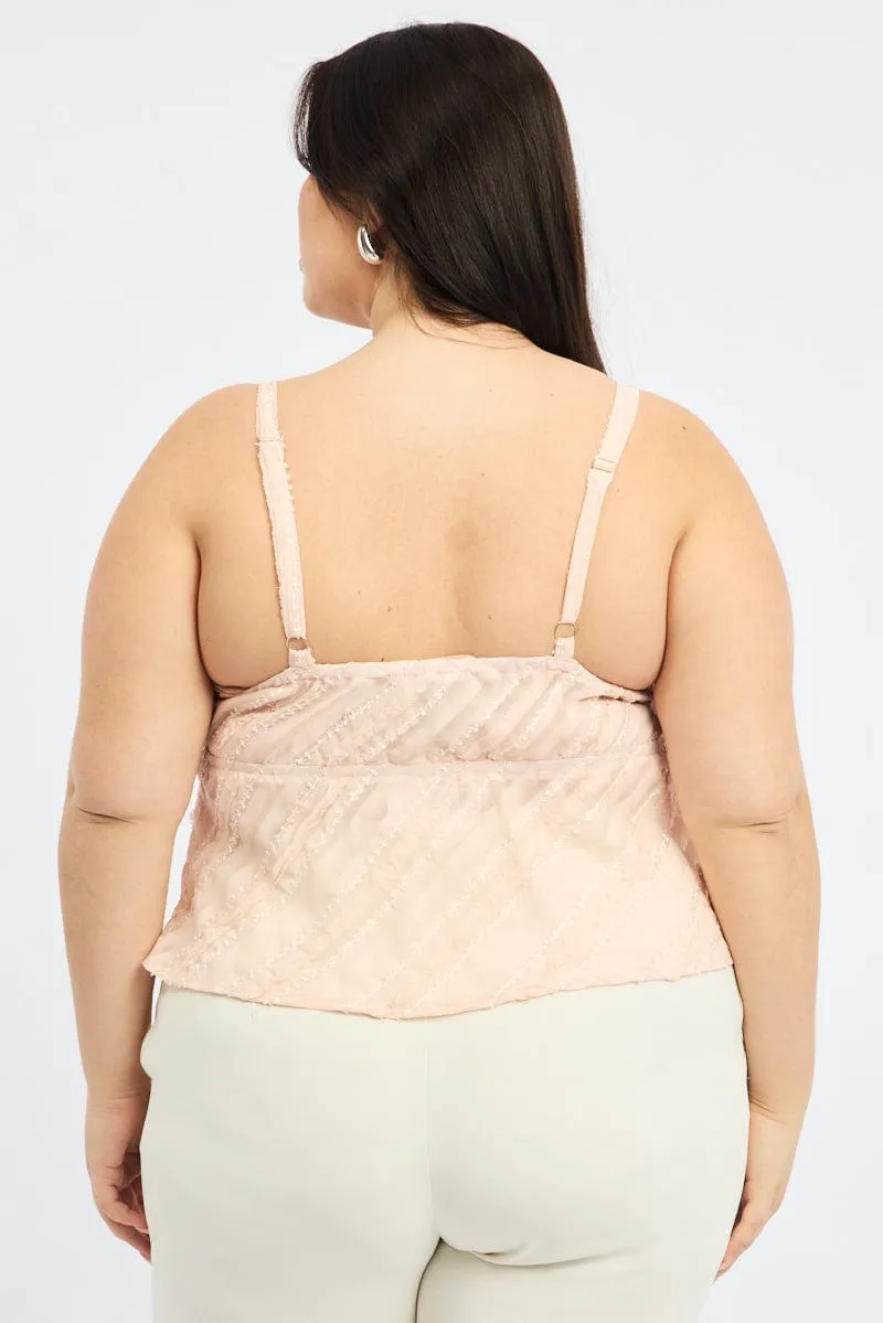 Smooth Edge Binding Pink Frill Cami Top