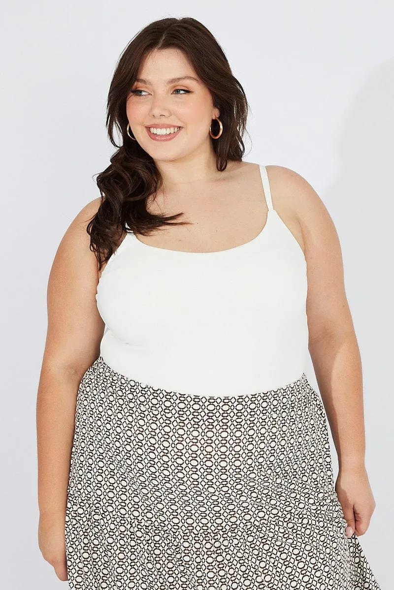 White Bodysuit Scoop Neck Supersoft Organza Fit