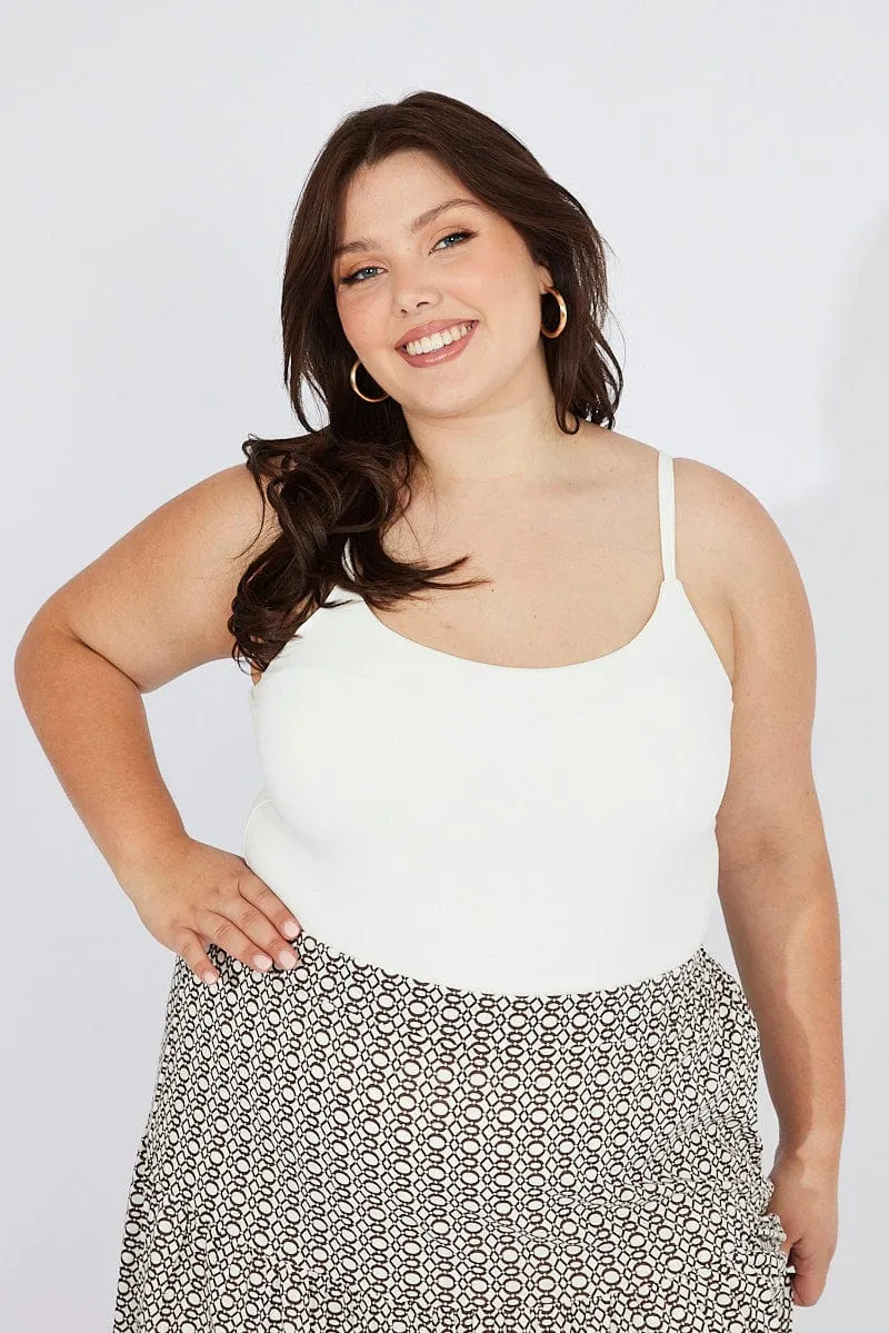 Zoom Proper White Bodysuit Scoop Neck Supersoft