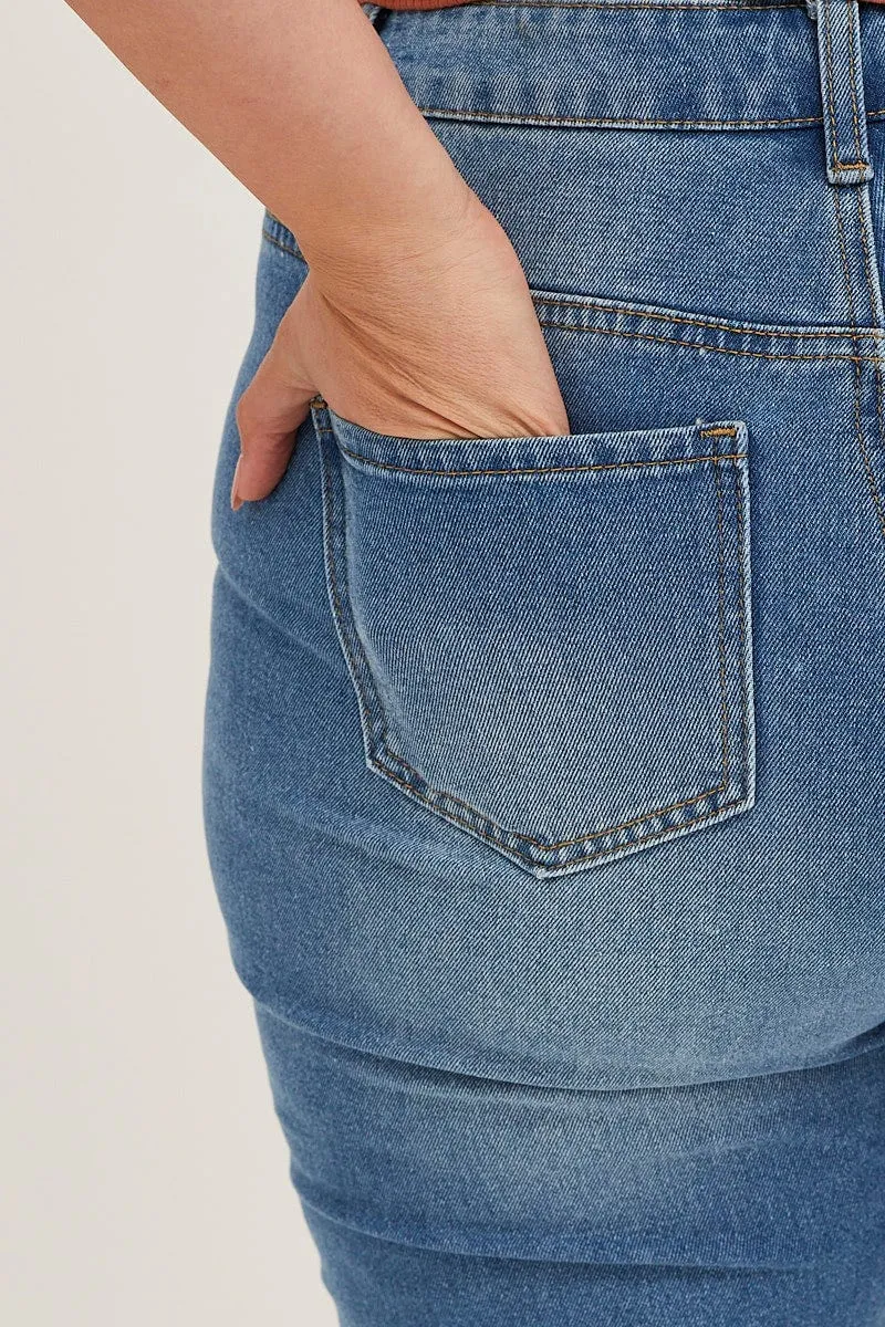 Traveler Gear Nature Lover Night Out Blue High Rise Rip Denim Jeans