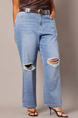 Fit For Every Day Sharp Comfort Denim Straight Jeans Mid Rise