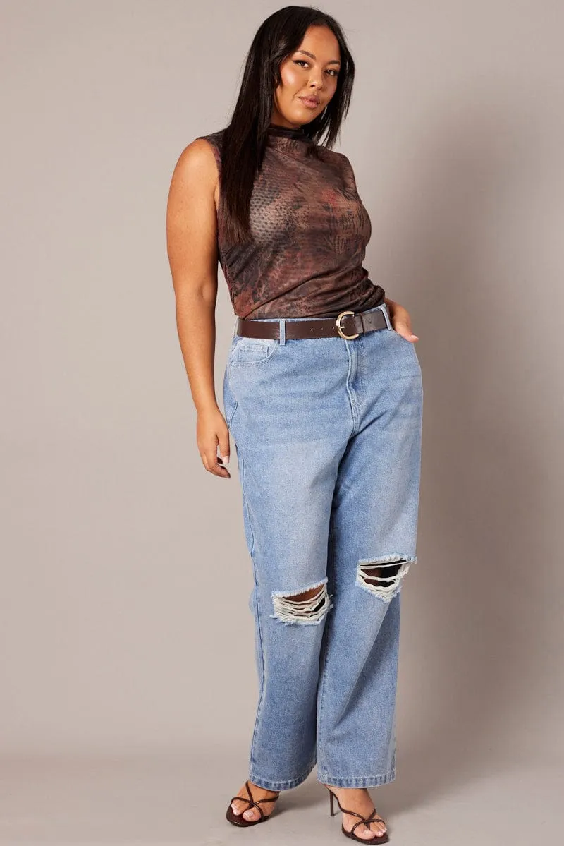 Style Neutral Denim Straight Jeans Mid Rise