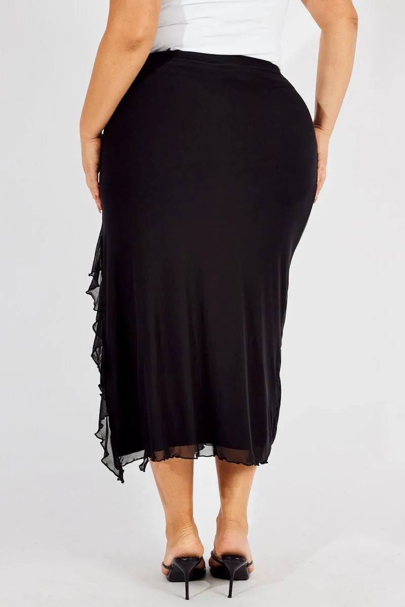 Black Mesh Frill Panel Skirt Style Innovation Blogger Favorite