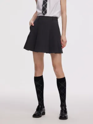 shrink-resistant Worsted Wool Blend Pleated A-Line Women Culotte Skirt