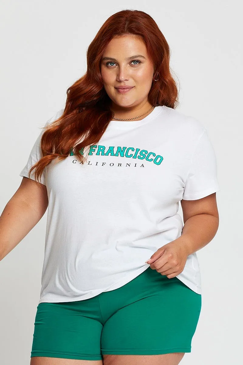 White Sleeve T-shirt San Francisco Embroidered Short Indoor clothing Printed Logo