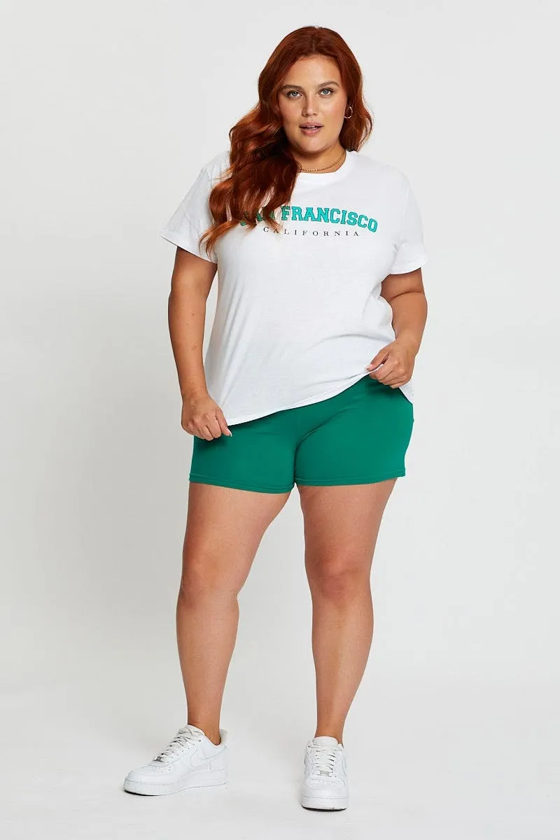 White Sleeve T-shirt San Francisco Embroidered Short Job Interview
