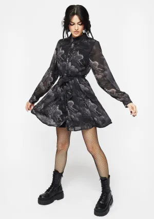 Fresh Prints Revelation Chiffon Mini Shirt Dress