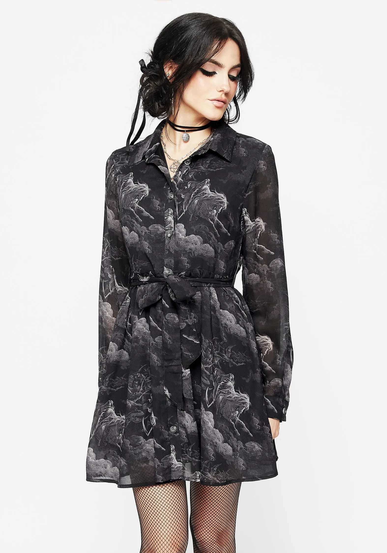 Fun Beat Pop Fresh Revelation Chiffon Mini Shirt Dress