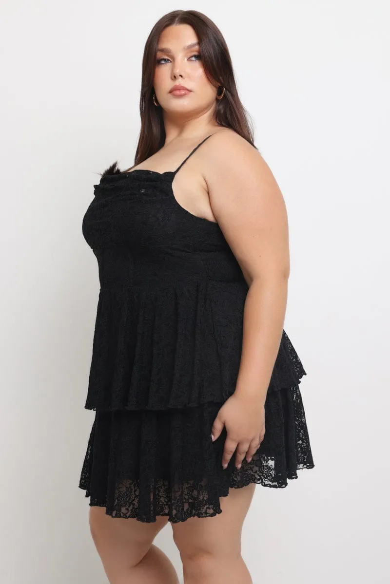 Edge Star Flirty Wear Black Lace Corset Mini Dress