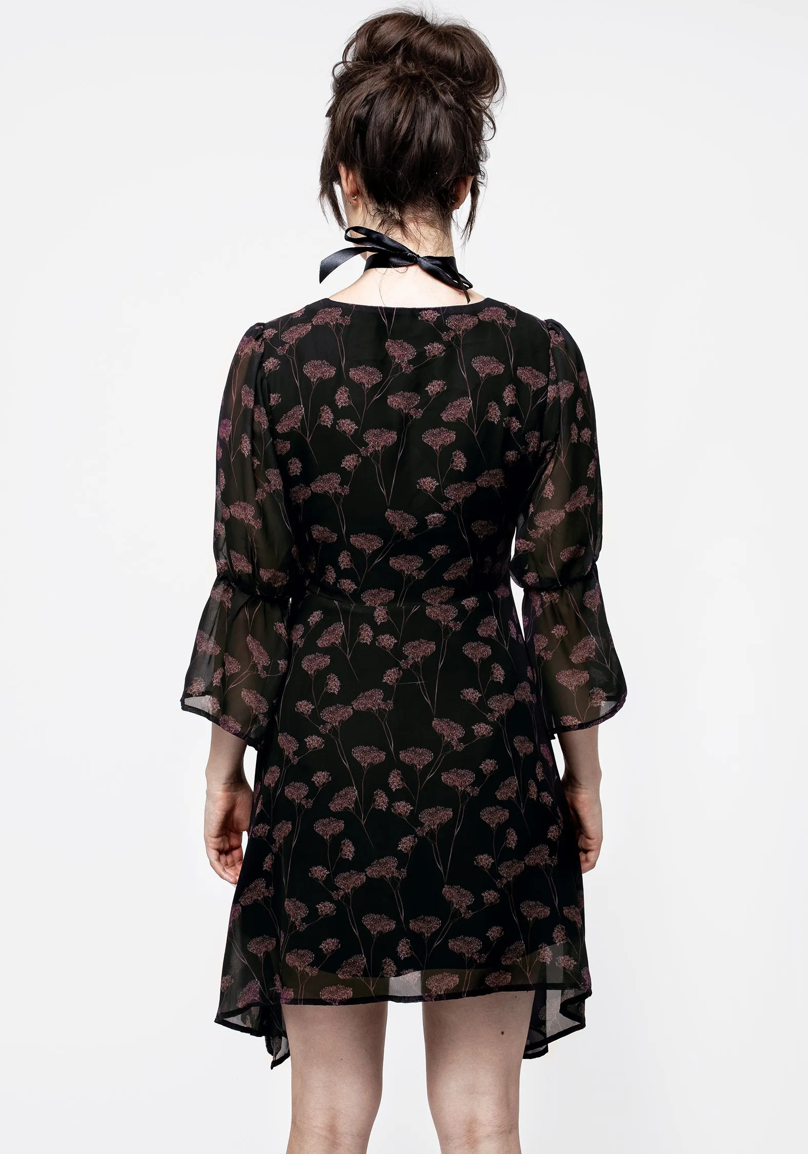 Urban Style Judas V-Neck Flute Sleeve Mini Shirt Dress