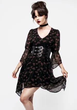 Shiny Tone Beat Hot Judas V-Neck Flute Sleeve Mini Shirt Dress