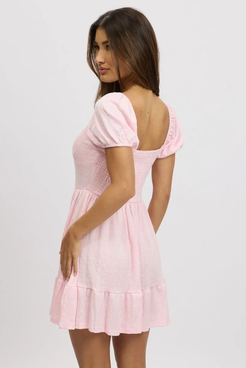 Pink Fit And Flare Dress Mini Lace Trendy Wear Trend fresh