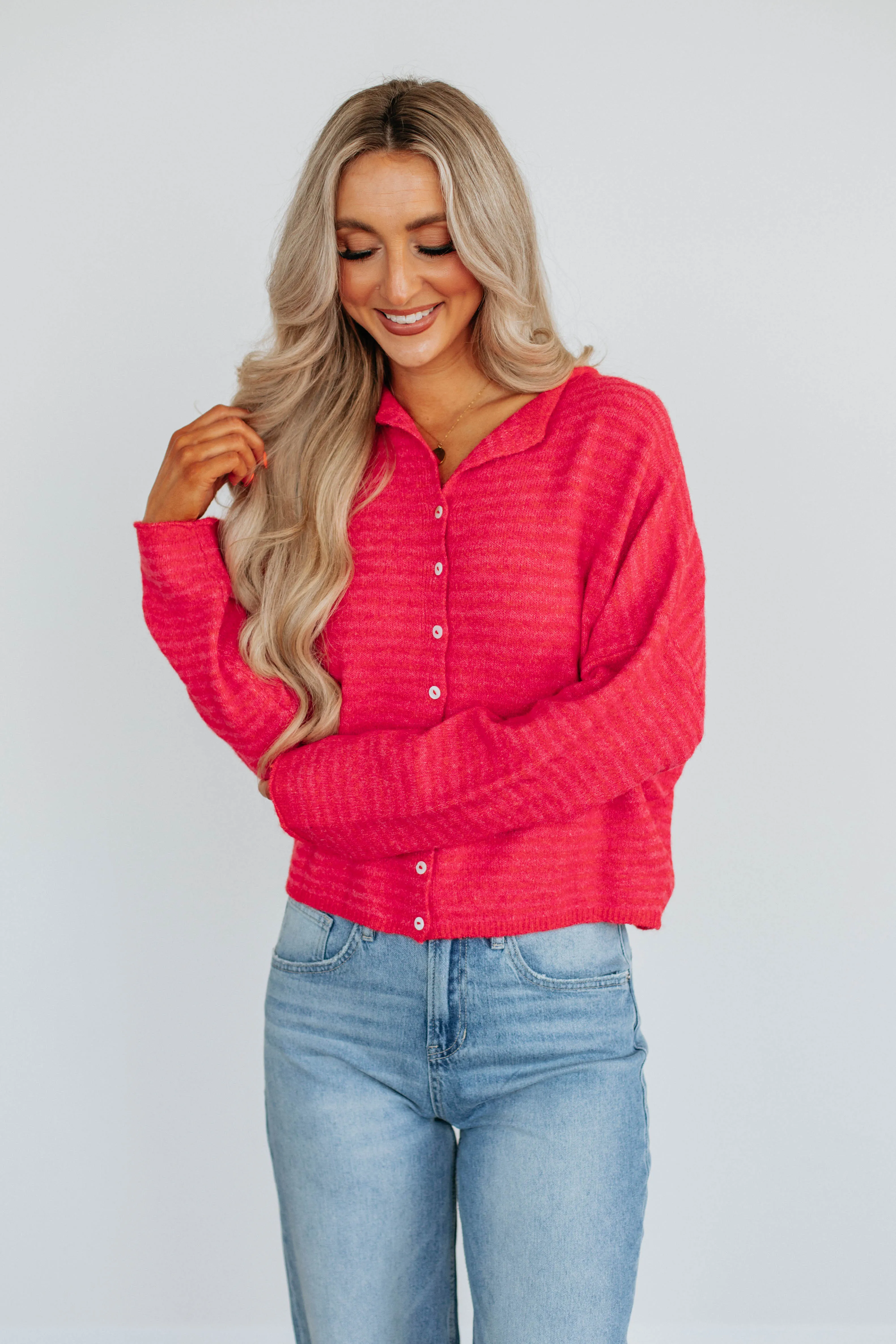 Reinforced Edging Zoelle Striped Cardigan - Cherry Mix