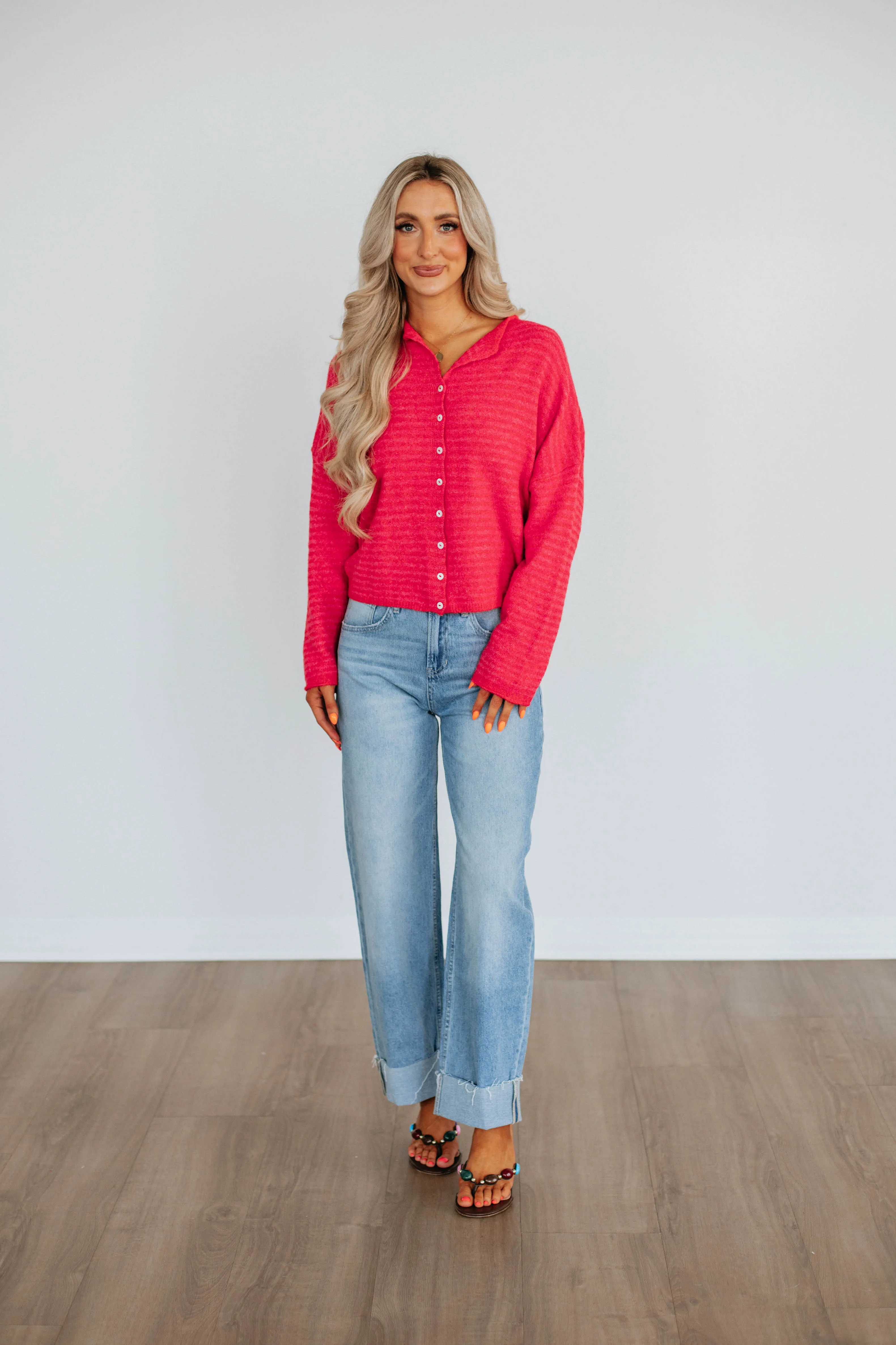 Zoelle Striped Cardigan - Cherry Mix Layered Must-Have Timeless Appeal